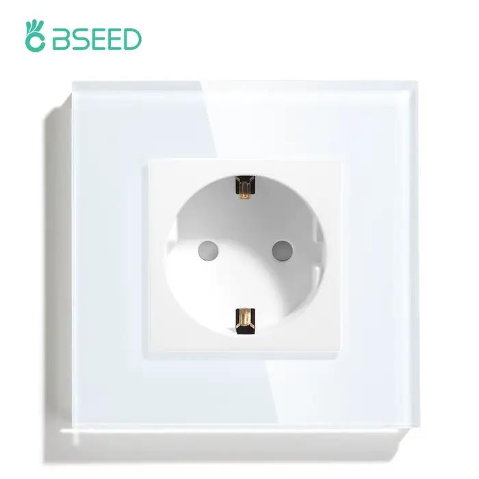 Prise murale simple BSEED, prises doubles EU, chargeur USB Type-C, panneau en verre, interrupteur ta