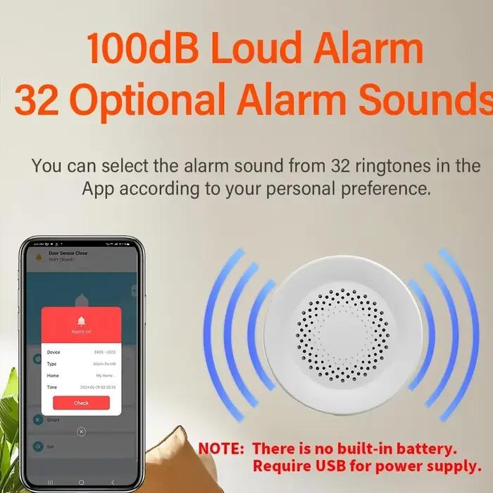 Tuya-Sirène d'alarme WiFi pour la sécurité à domicile intelligente