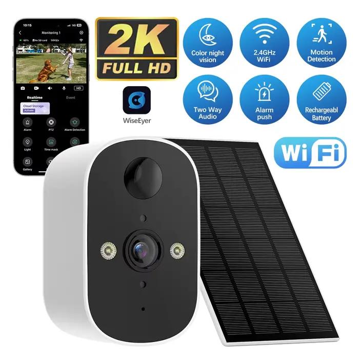 Caméra de sécurité solaire sans fil extérieure 3MP avec projecteur