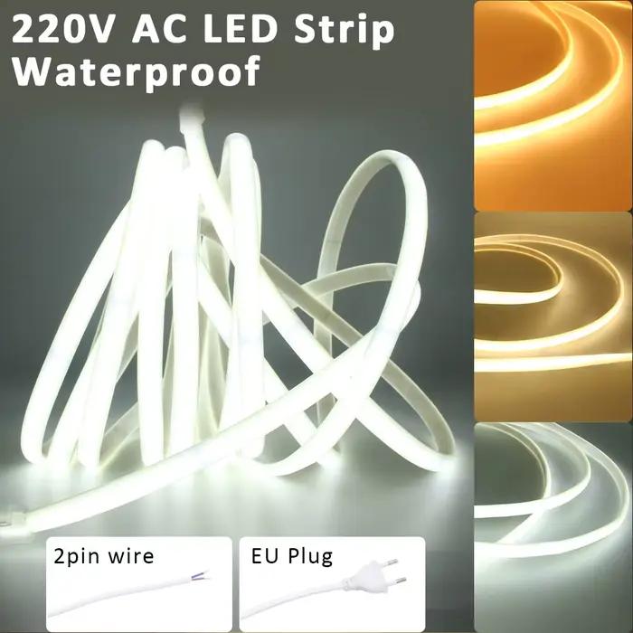 Bandes LED 220V étanche COB LED bande lumineuse 240Led/M 3000K 4000K 6000K décor à la maison ruban Flexible éclairage linéaire