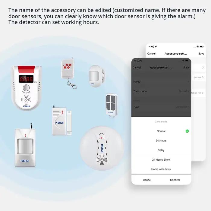 Kit de système d'alarme de sécurité WIFI intelligent KERUI pour maison et entreprise protection anti-intrusion haut-parleur sirène 110dB