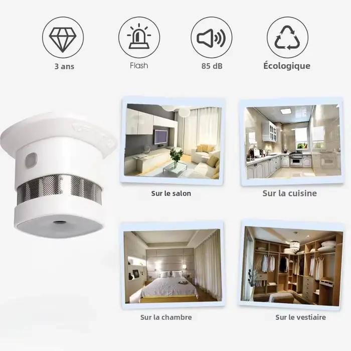 Détecteur de fumée HEIMAN Zigbee pour sécurité future de maison intelligente avec auto-test et alarme sonore puissante pour protection constante