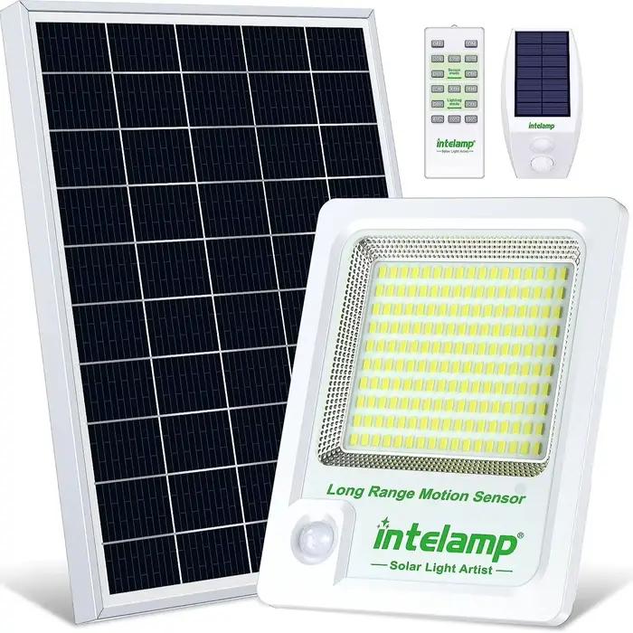 Détecteur de mouvement extérieur avec télécommande, lumière solaire, sécurité d'inondation, 62 murs,