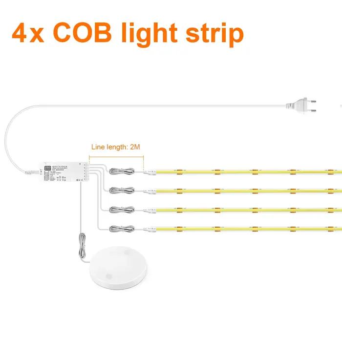 Dimmable LED armoire lumière COB bande cuisine étagère garde-manger vitrine chambre placard rétro-éclairage lampe main tactile capteur de mouvement interrupteur