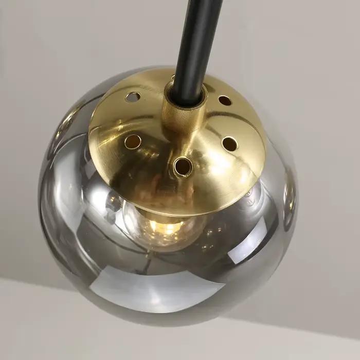 Lustre boule de verre moderne nordique Led boule ronde pendentif lumières intérieur noir rétro Vinta