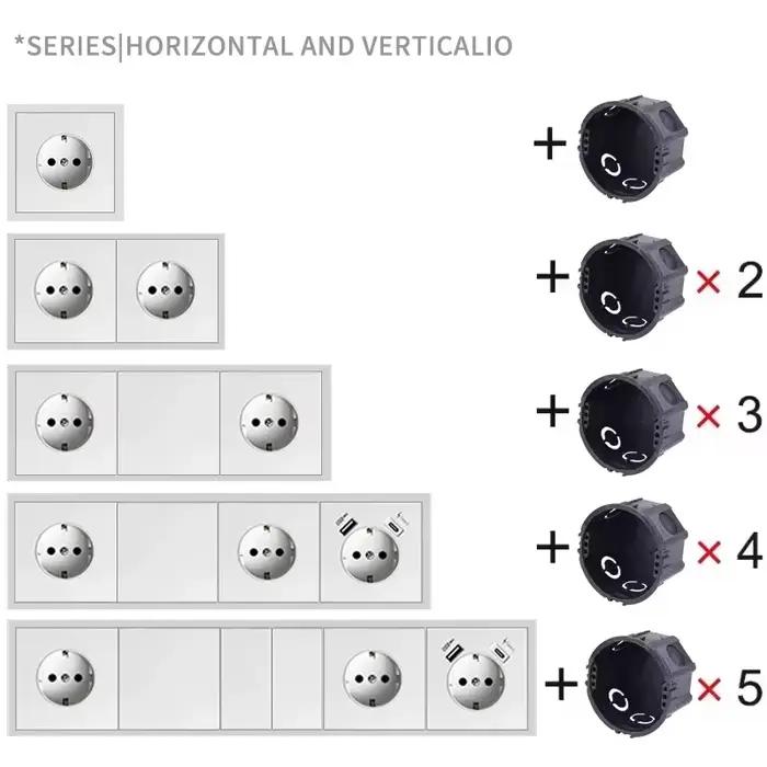 Prise Schuko MORDIO avec Ports USB et Type-C Prise Murale Encastrée 16A 250V Blanc Mise à la Terre Norme Européenne Pour Allemagne Pologne