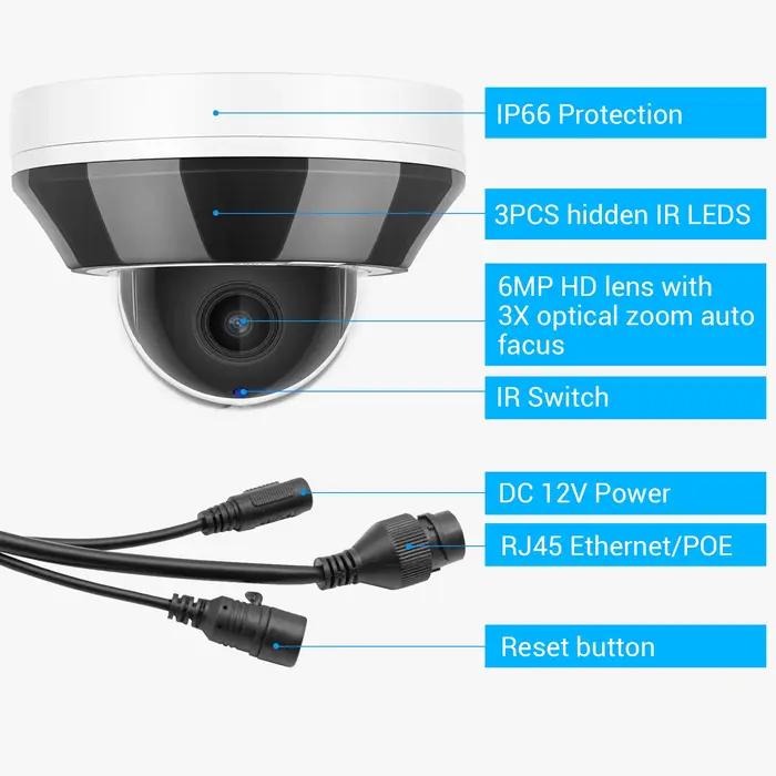 Hikvision-Caméra de surveillance extérieure PTZ IP POE HD 6MP