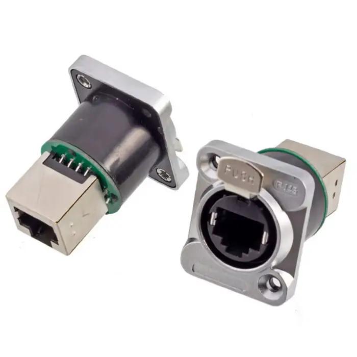 Connecteur Ethernet RJ45 Industriel Micro CAT5E CAT6A Prise Réseau 8P Type D Montage Panneau Droit Angulaire Pour Maison Connectée Occasions Spéciales