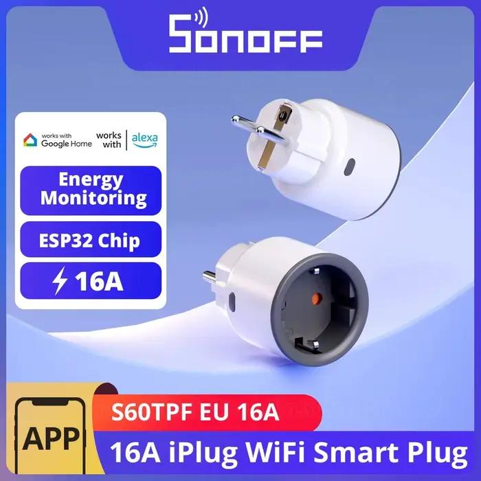 SONOFF S60 EU SONOFF Wifi prise Wifi prise intelligente Protection contre les surcharges minuterie scène intelligente télécommande Via EWeLink Alexa Google