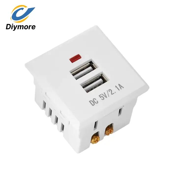 Module de prise de bureau 5V 2.1A avec double port USB intégré et indicateur LED