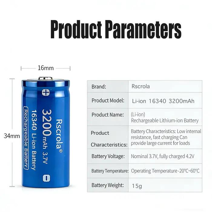 Batterie rechargeable Li-ion CR123A RCR 123 ICR 16340 3200mAh pour caméras de sécurité Arlo L70 batterie photo lithium 3V 37V sécurité domestique durable