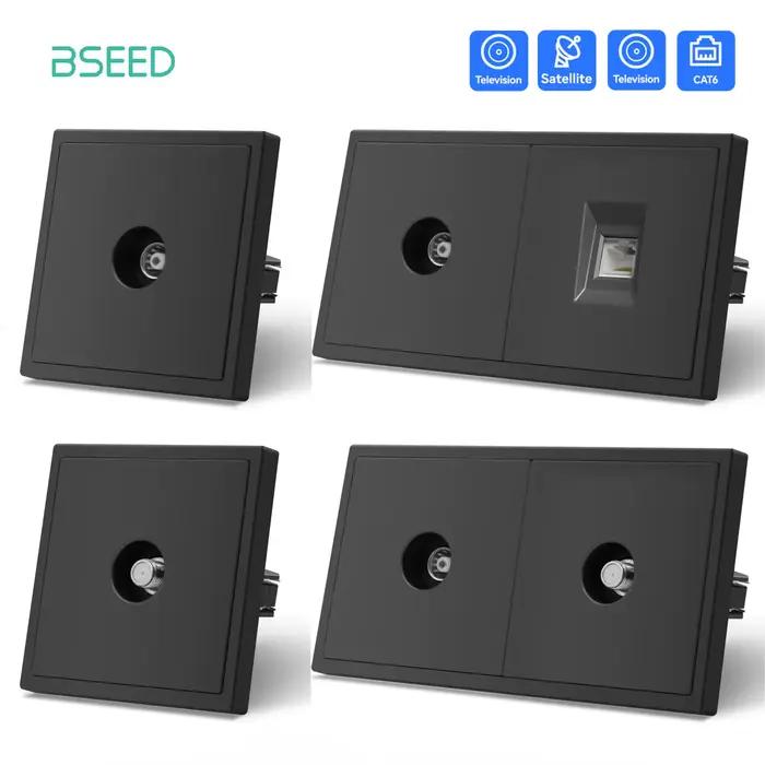 Prise murale BSEED avec panneau de verre pour Internet, TV, téléphone et ordinateur - Installation encastrée pour un design moderne et sécurisé