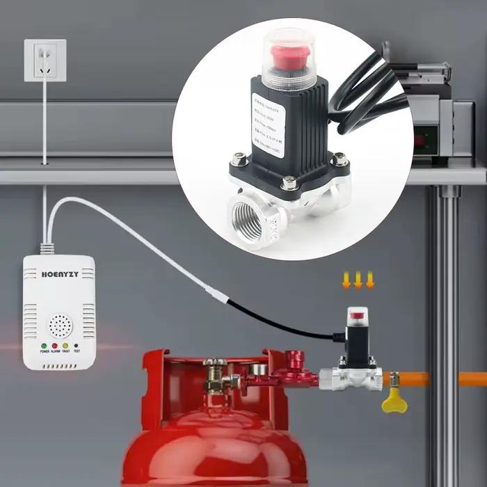 Alarme de gaz naturel Smart Stones avec électrovanne, arrêt automatique, détecteur de fuite, basse pression, DN15, DN20, normalement ouvert, matériau plastique, fonctionnement en toute sécurité pour maison et famille