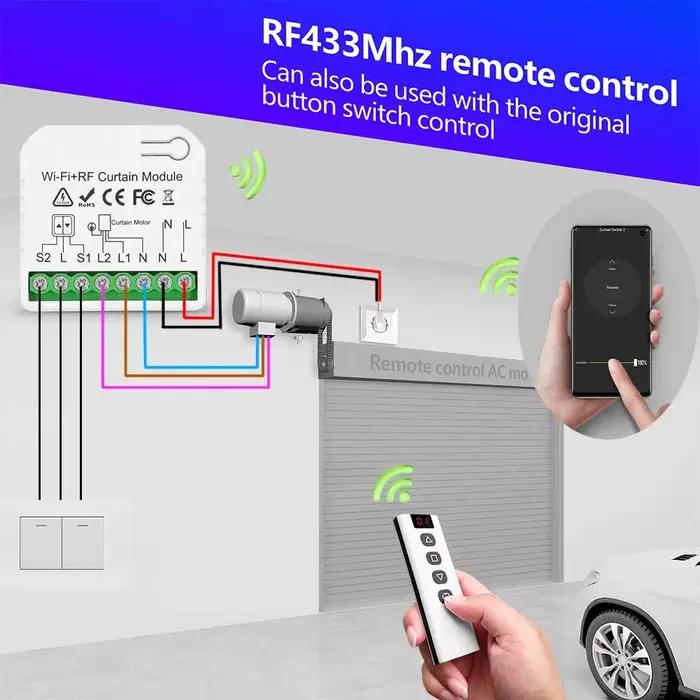 Commutateur de volet roulant WiFi RF et télécommande sans fil 5 en 1 433MHz pour stores