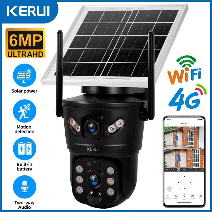 KERUI Imperméable en plein air 6MP 4G SIM WIFI caméra solaire