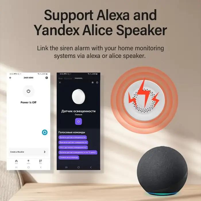 Tuya Zigbee-Sirène d'alarme WiFi pour la sécurité à domicile intelligente
