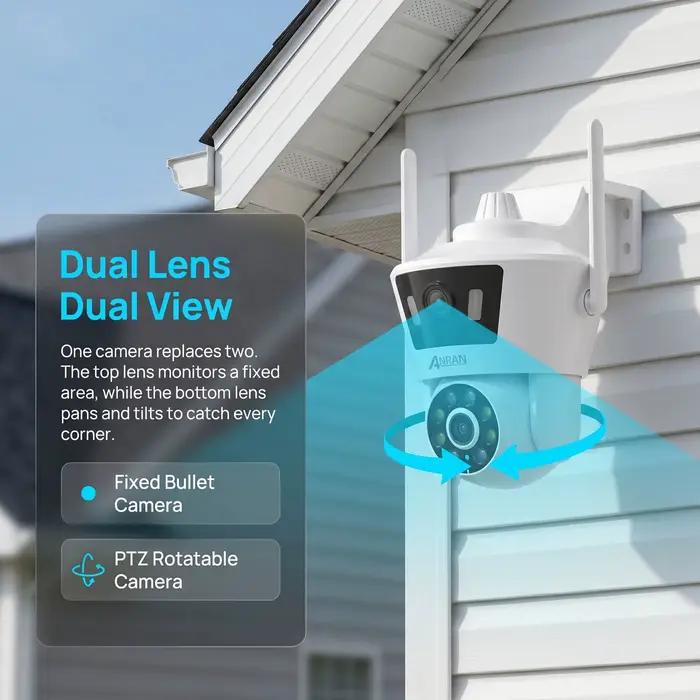 ANRAN 2K Surveillance Wifi caméra extérieure sans fil PTZ sécurité IP