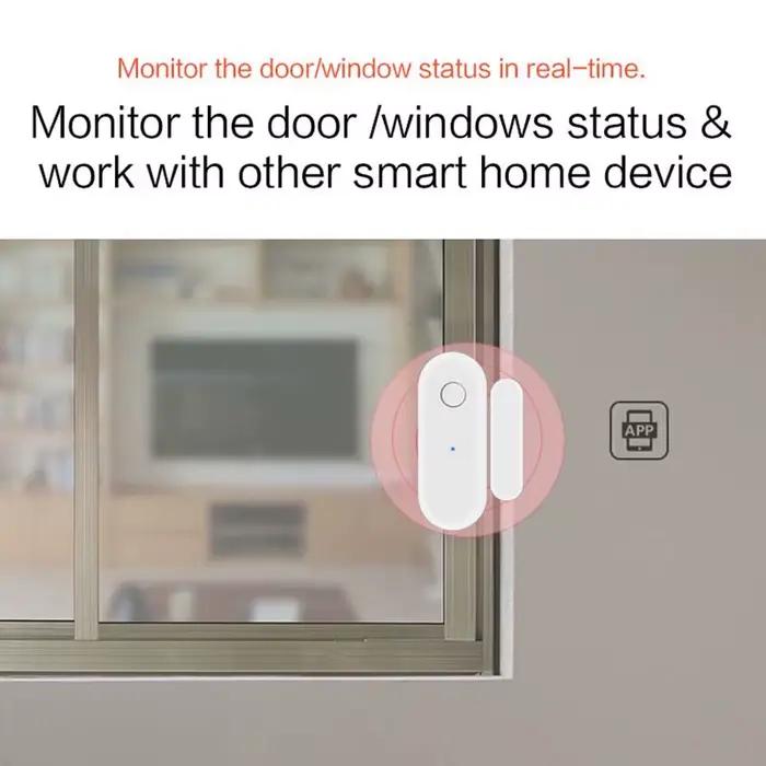 Capteur de porte WiFi Tuya détecteur de fenêtre ouverture fermeture alarme sécurité application Alexa Google Notification télécommande maison intelligente occasions spéciales sécurité domestique antibrutalité美好生活智能门禁传感器WiFi Tuya门窗感应器开启关闭警报安全应用程序Alexa谷歌通知遥控智能家居特别场合家庭安全防盗窃
