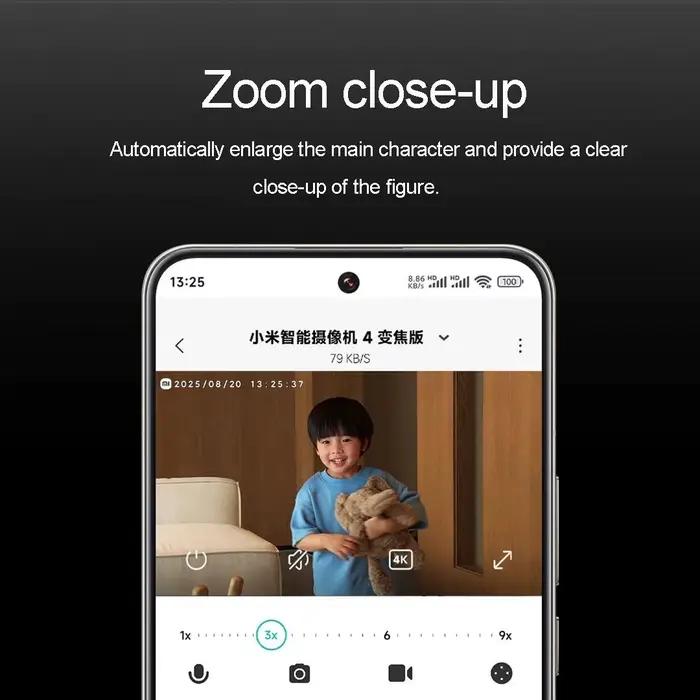 Caméra Intelligente Xiaomi 4 Édition Zoom 9X Double Caméra 8MP 5MP Grande Ouverture f1.6 4K Surveillance IA Humanoïde Animal Compagnie Occasions Spéciales Sécurité Maison Bureau Propriété