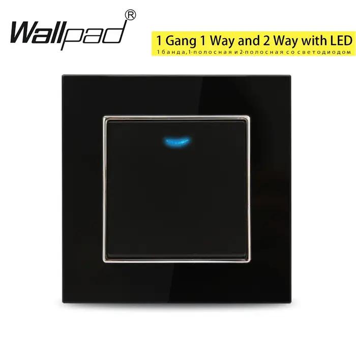 1 2 3 Gang EU interrupteur avec indicateur LED Wallpad verre cristal noir 110 V-250 V 2 voies croix bascule bouton