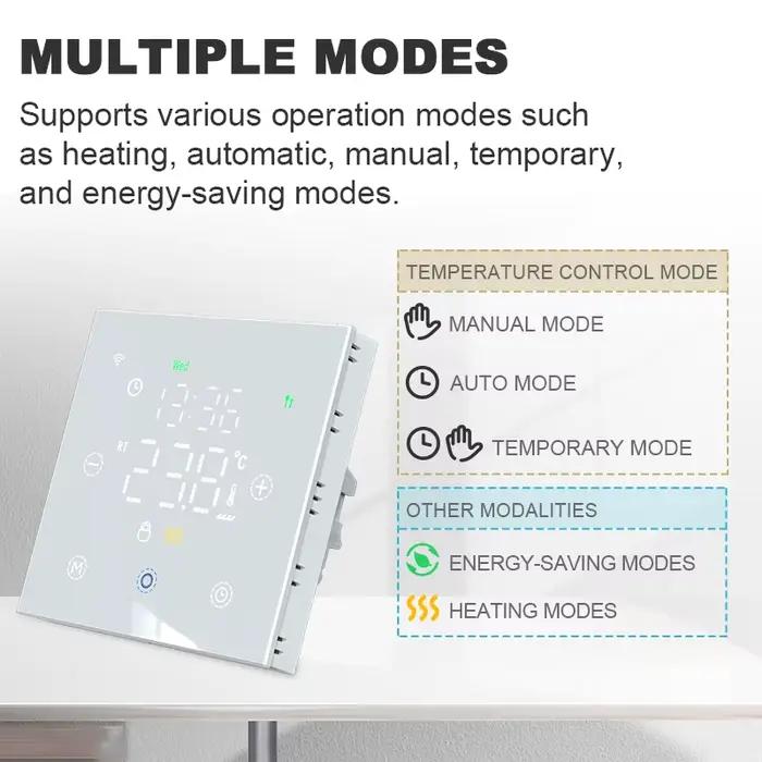 Smart Thermostat Tuya WiFi Compatible avec Alexa Google Yandex Design Ergonomique Contrôle Intuitif Température Maison Chauffage Sol Chaudière Gaz Occasions Spéciales Propriétaires Locataires
