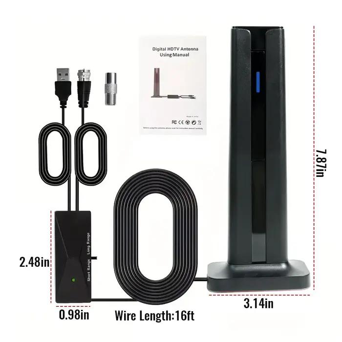 Antenne TV Intérieure TTAKA7 pour Téléviseurs Intelligents Haute Portée Numérique HD avec Amplificateur de Signal pour Canaux Locaux 4K 1080P Usage Intérieur et Extérieur Occasions Spéciales
