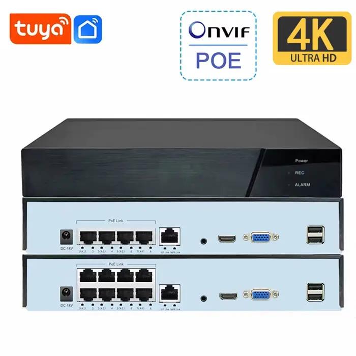SmartCnet 4K 8MP Tuya vie intelligente 8CH 4CH POE ONVIF NVR enregistreur vidéo H.265 caméra IP syst