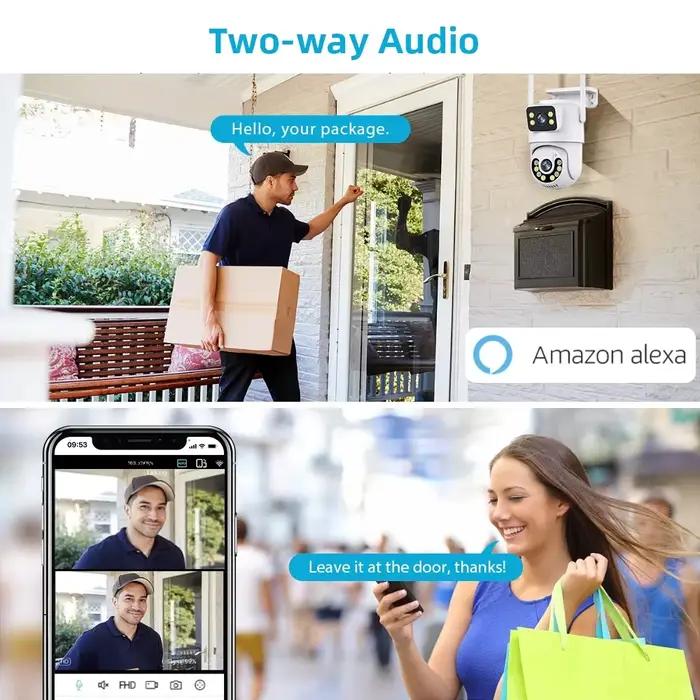 Caméra IP de sécurité sans fil extérieure 4K 8MP HD double objectif externe Wifi PTZ