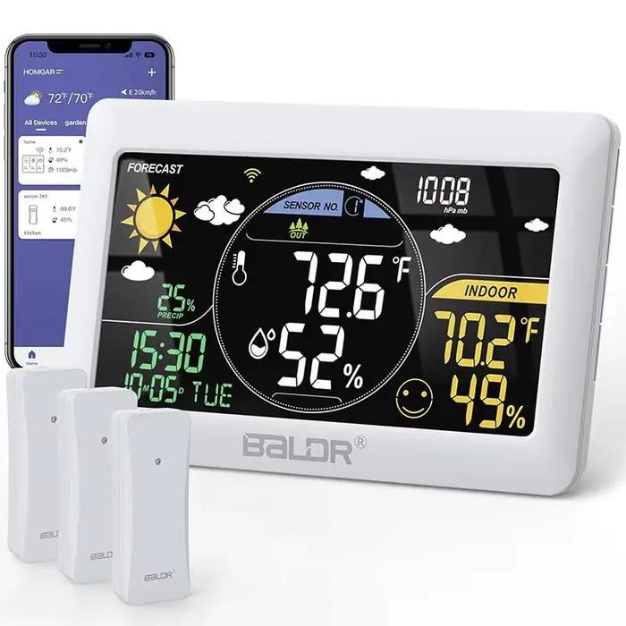 BALDR Station Météo WiFi multifonctionnelle avec prévisions météorologiques en temps réel pour la maison et le jardin occasions spéciales à offrir