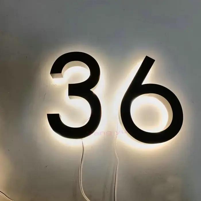 Plaque de porte en acier inoxydable éclairée par LED