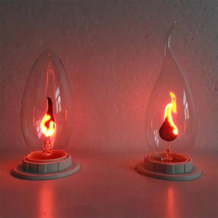 Ampoule de bougie à effet de flamme LED, éclairage de feu d'émulation Edison, décoration d'intérieur vintage, AC 220V, E14