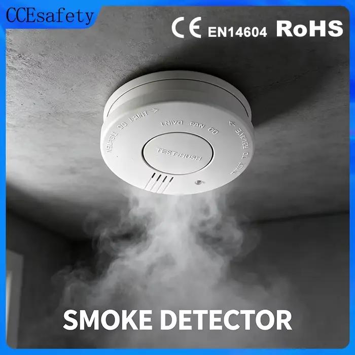 Détecteur de fumée 9V CCEsafety avec alarme sonore et visuelle certifiée CE pour sécurité domestique et professionnelle