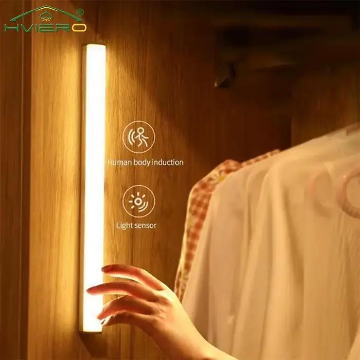 Veilleuses sans fil LED capteur de mouvement lampe USB Rechargeable magnétique pour armoire chambre placard cuisine allée Tube détecteur ampoule
