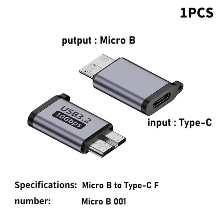 Adaptateur Micro B USB C 3.0 mâle vers Type C femelle
