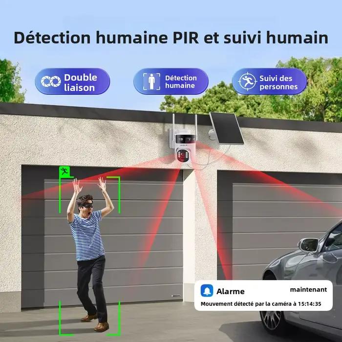 LS VISION caméra de Surveillance extérieure caméras de sécurité Wifi 4G 24/7 enregistrement AOV + PIR détection humaine suivi automatique UBOX Pro
