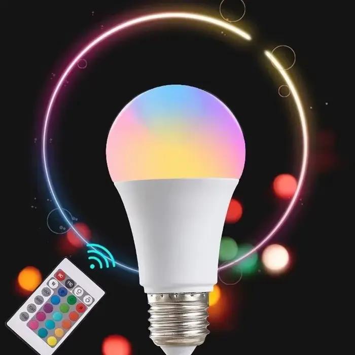 Lampe intelligente avec télécommande 24 touches lumière d'ambiance 16 couleurs ampoule RGB LED multicolore E27 éclairage domestique à intensité variable pour ambiance personnalisée occasions spéciales