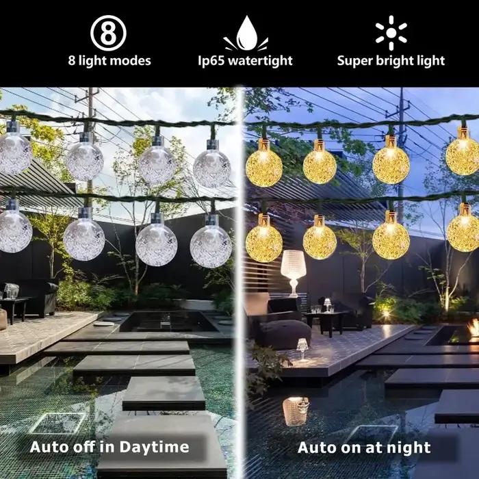 5M/6.5M étanche solaire bulle boule lumière chaîne lumières extérieure boule de cristal chaîne lumiè