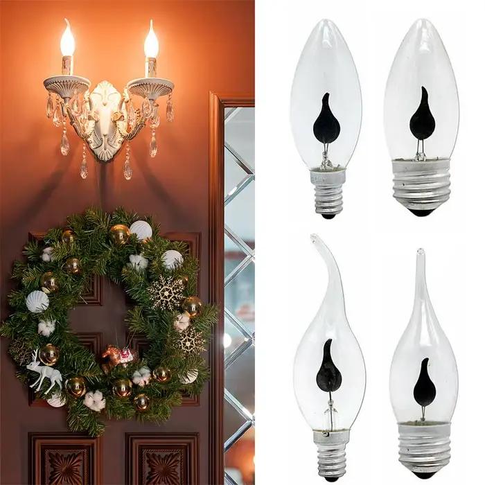 Ampoule de bougie à effet de flamme LED, éclairage de feu d'émulation Edison, décoration d'intérieur vintage, AC 220V, E14
